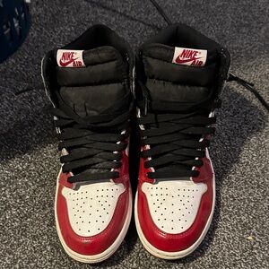 Jordan Red and White High-Top Sneakers